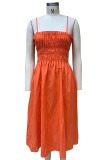 Sexy Solid Pocket Sling Dress Dresses