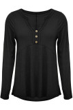 Casual Simplicity Solid Patchwork V Neck Tops