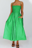 Sexy Solid Pocket Sling Dress Dresses