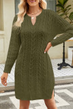 Casual Simplicity Solid O Neck Long Sleeve Dresses