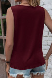 Simplicity Solid Ripped O Neck Tops