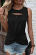 Simplicity Solid Ripped O Neck Tops