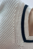 Casual Simplicity Solid Patchwork V Neck Tops