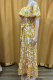 Elegant Floral Frenulum Off the Shoulder Dresses