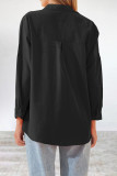 Casual Simplicity Solid Buttons Turndown Collar Tops