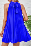 Elegant Simplicity Solid Fold Halter Pleated Dresses
