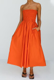 Sexy Solid Pocket Sling Dress Dresses