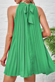Elegant Simplicity Solid Fold Halter Pleated Dresses