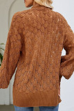 Casual Simplicity Solid Hollowed Out Cardigan Collar Tops