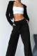 Daily Solid Patchwork Hooded Collar Long Sleeve Two Pieces