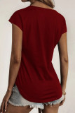 Casual Solid Lace O Neck T-Shirts