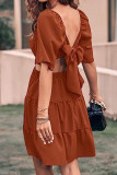 Elegant Simplicity Solid Backless Square Collar A Line Dresses