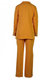 Work Elegant Solid Patchwork Turn-back Collar Long Sleeve Two Pieces