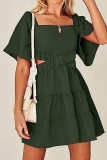 Elegant Simplicity Solid Backless Square Collar A Line Dresses