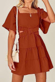 Elegant Simplicity Solid Backless Square Collar A Line Dresses