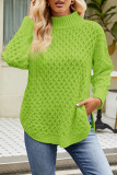 Casual Solid Patchwork Turtleneck Tops
