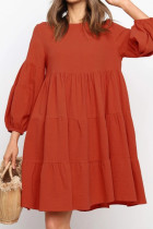 Casual Solid Patchwork O Neck Dresses