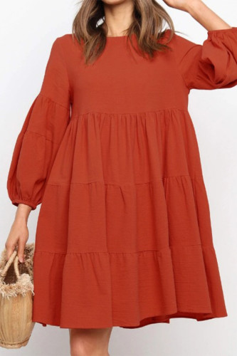 Casual Solid Patchwork O Neck Dresses