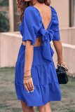 Elegant Simplicity Solid Backless Square Collar A Line Dresses
