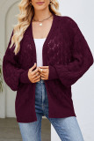Casual Simplicity Solid Hollowed Out Cardigan Collar Tops