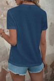 Casual Striped Contrast O Neck T-Shirts
