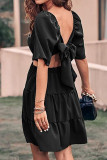 Elegant Simplicity Solid Backless Square Collar A Line Dresses