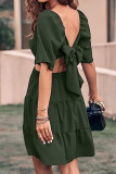 Elegant Simplicity Solid Backless Square Collar A Line Dresses