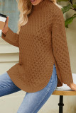 Casual Solid Patchwork Turtleneck Tops
