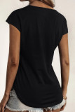 Casual Solid Lace O Neck T-Shirts