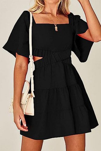 Elegant Simplicity Solid Backless Square Collar A Line Dresses