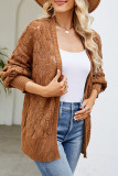 Casual Simplicity Solid Hollowed Out Cardigan Collar Tops