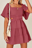 Elegant Simplicity Solid Backless Square Collar A Line Dresses