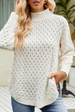 Casual Solid Patchwork Turtleneck Tops