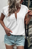 Casual Solid Lace O Neck T-Shirts