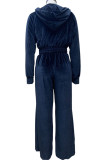 Daily Solid Patchwork Hooded Collar Long Sleeve Two Pieces