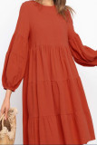 Casual Solid Patchwork O Neck Dresses