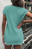 Casual Solid Lace O Neck T-Shirts