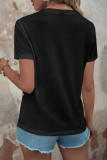 Casual Striped Contrast O Neck T-Shirts