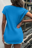 Casual Solid Lace O Neck T-Shirts