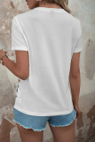 Casual Striped Contrast O Neck T-Shirts