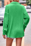 Casual Simplicity Solid Turndown Collar Tops