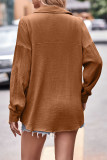 Casual Simplicity Solid Turndown Collar Tops