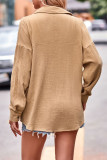 Casual Simplicity Solid Turndown Collar Tops