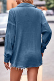 Casual Simplicity Solid Turndown Collar Tops
