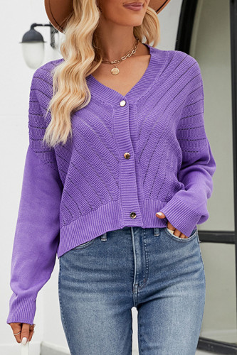 Elegant Solid Buttons V Neck Tops