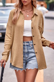 Casual Simplicity Solid Turndown Collar Tops