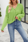 Elegant Solid Buttons V Neck Tops