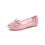 Elegant Applique Bowknot Decor Wedding Bridal Shoes Lace Split Joint Ballet Flats