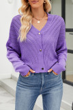Elegant Solid Buttons V Neck Tops