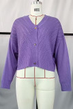 Elegant Solid Buttons V Neck Tops